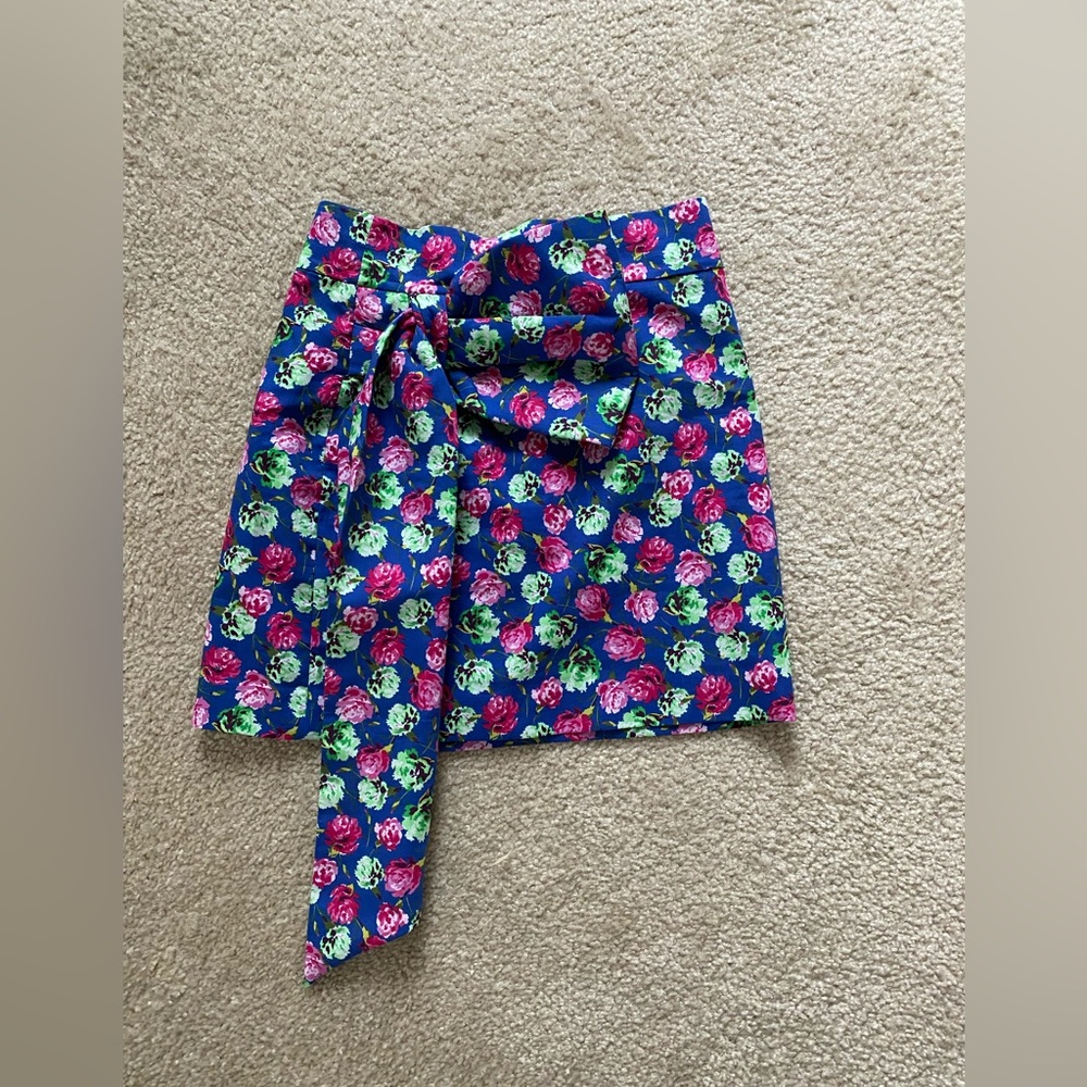 Zara blue floral cotton skirt size S